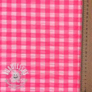 Tissu coton YARN DYED NEON BIG Checks pink