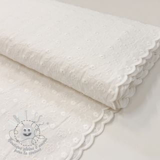Tissu coton EMBROIDERY TWO-SIDE SCALLOP Verena white