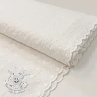 Tissu coton EMBROIDERY TWO-SIDE SCALLOP Verena white