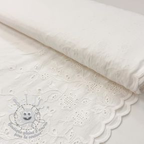 Tissu coton VOILE EMBROIDERY ONE-SIDE BORDER white