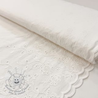 Tissu coton VOILE EMBROIDERY ONE-SIDE BORDER white