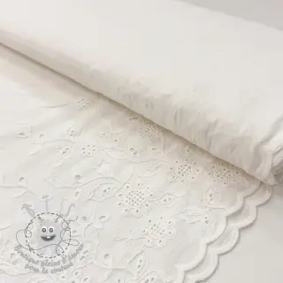 Tissu coton VOILE EMBROIDERY ONE-SIDE BORDER white