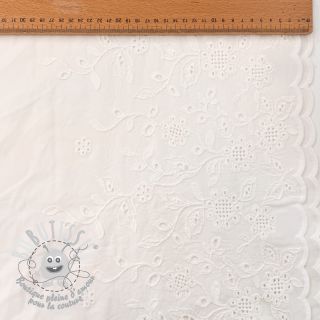 Tissu coton VOILE EMBROIDERY ONE-SIDE BORDER white