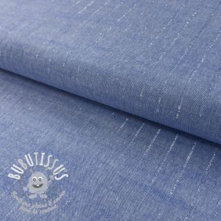 Tissu coton YARN DYED Stripes LUREX blue