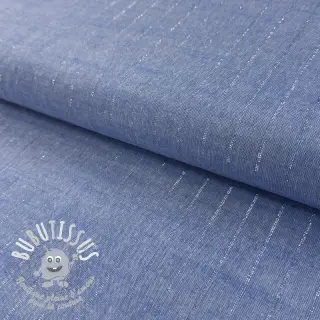 Tissu coton YARN DYED Stripes LUREX blue
