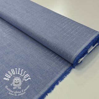 Tissu coton YARN DYED Stripes LUREX blue