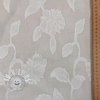 Tissu coton YARN DYED Stripes JACQUARD Flowers sand