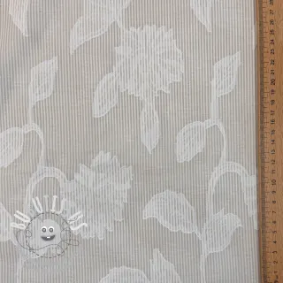 Tissu coton YARN DYED Stripes JACQUARD Flowers sand