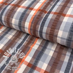 Tissu coton SEERSUCKER YARN DYED Checks blue