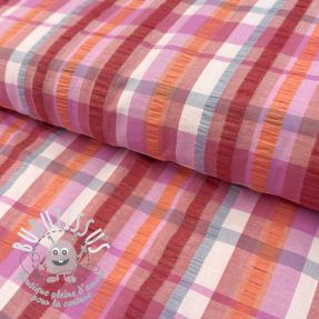 Tissu coton SEERSUCKER YARN DYED Checks pink