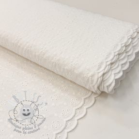 Tissu coton EMBROIDERY TWO-SIDE SCALLOP Simi white