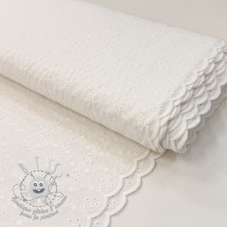 Tissu coton EMBROIDERY TWO-SIDE SCALLOP Simi white