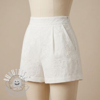 Tissu coton VOILE EMBROIDERY Flowers white