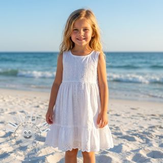 Tissu coton EMBROIDERY TWO-SIDE SCALLOP Neo white