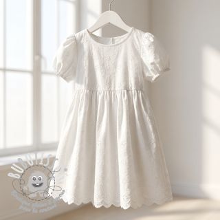 Tissu coton EMBROIDERY TWO-SIDE SCALLOP Simi white