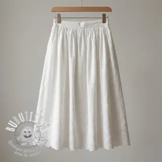 Tissu coton EMBROIDERY TWO-SIDE SCALLOP Simi white