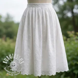 Tissu coton EMBROIDERY TWO-SIDE SCALLOP Verena white