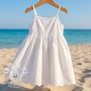 Tissu coton EMBROIDERY TWO-SIDE SCALLOP Verena white