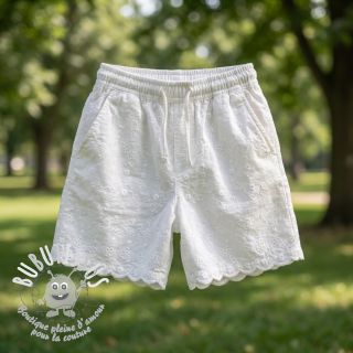 Tissu coton EMBROIDERY TWO-SIDE SCALLOP Verena white