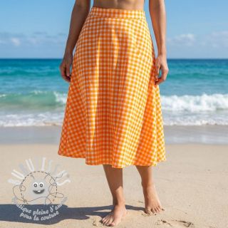 Tissu coton YARN DYED NEON SMALL Checks orange