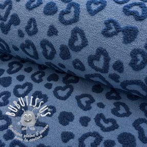 Tissu de manteau TEDDY Hearts jeans