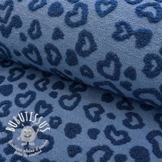 Tissu de manteau TEDDY Hearts jeans