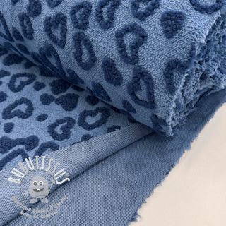 Tissu de manteau TEDDY Hearts jeans