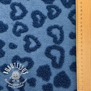 Tissu de manteau TEDDY Hearts jeans