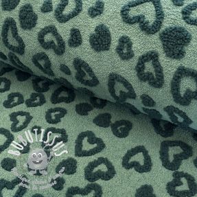 Tissu de manteau TEDDY Hearts old green