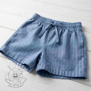 Tissu coton YARN DYED Stripes LUREX blue