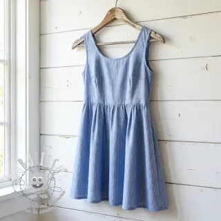 Tissu coton YARN DYED Stripes LUREX blue