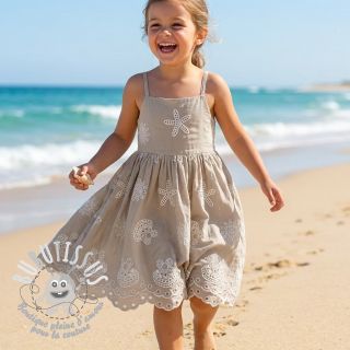 Tissu coton EMBROIDERY Sea ornaments natural