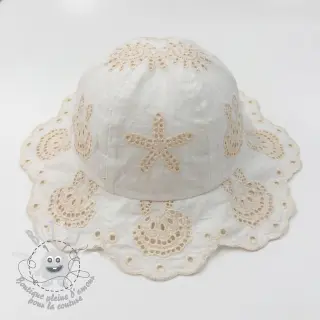 Tissu coton EMBROIDERY Sea ornaments white