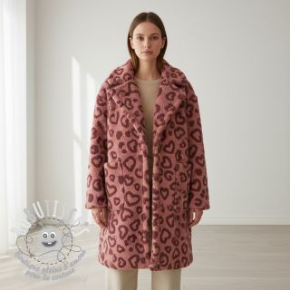 Tissu de manteau TEDDY Hearts old pink