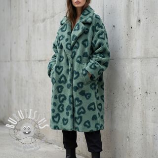 Tissu de manteau TEDDY Hearts old green