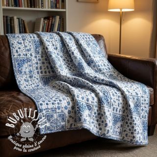Tissu coton Kansas blanc blue