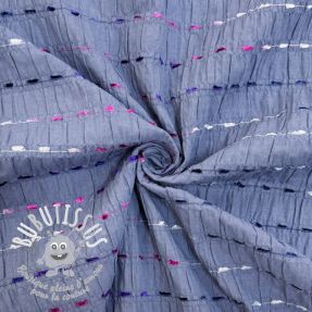 Tissu coton DOBBY CRINKLE Stripe jeans