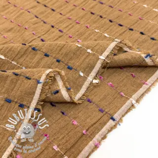 Tissu coton DOBBY CRINKLE Stripe camel