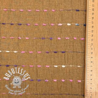 Tissu coton DOBBY CRINKLE Stripe camel