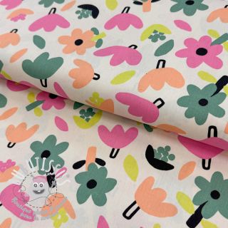 Tissu coton Flowers natural/green by JENNIFER BOURON ORGANIC