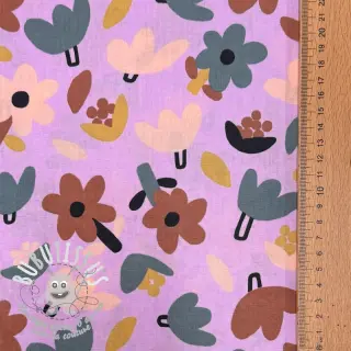 Tissu coton Flowers lavender by JENNIFER BOURON ORGANIC