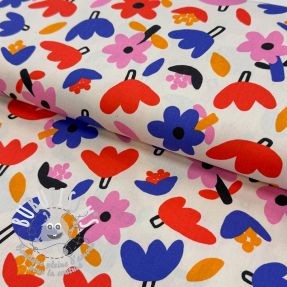 Tissu coton Flowers natural/blue by JENNIFER BOURON ORGANIC