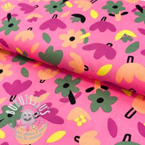 Tissu coton Flowers pink by JENNIFER BOURON ORGANIC