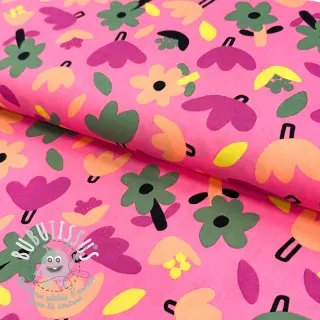 Tissu coton Flowers pink by JENNIFER BOURON ORGANIC