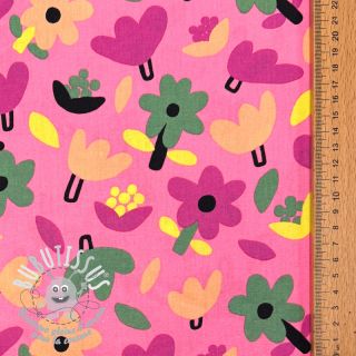 Tissu coton Flowers pink by JENNIFER BOURON ORGANIC