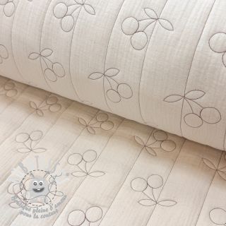 Tissu double gaze/mousseline STEPPED Cherries natural
