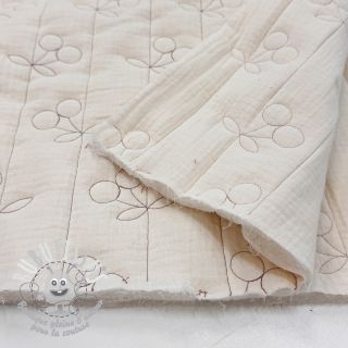Tissu double gaze/mousseline STEPPED Cherries natural