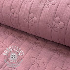 Tissu double gaze/mousseline STEPPED Cherries mauve