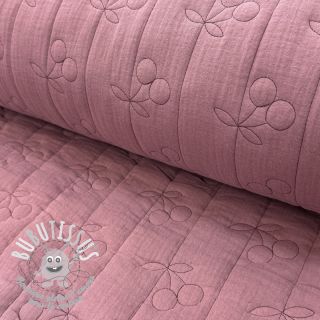 Tissu double gaze/mousseline STEPPED Cherries mauve
