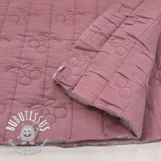 Tissu double gaze/mousseline STEPPED Cherries mauve